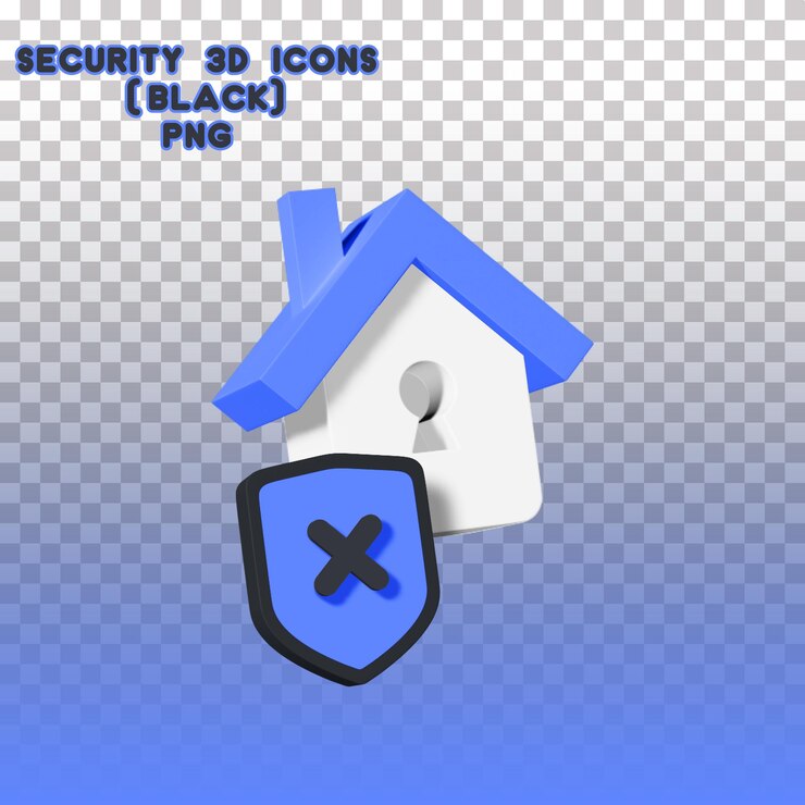PSD cuenta de iconos 3d de seguridad no protegida (negro)
