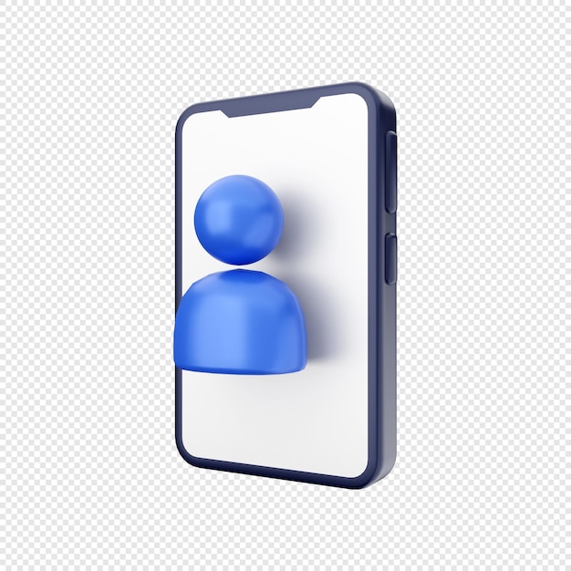 cuenta de usuario de ilustración de icono de teléfono inteligente 3d
