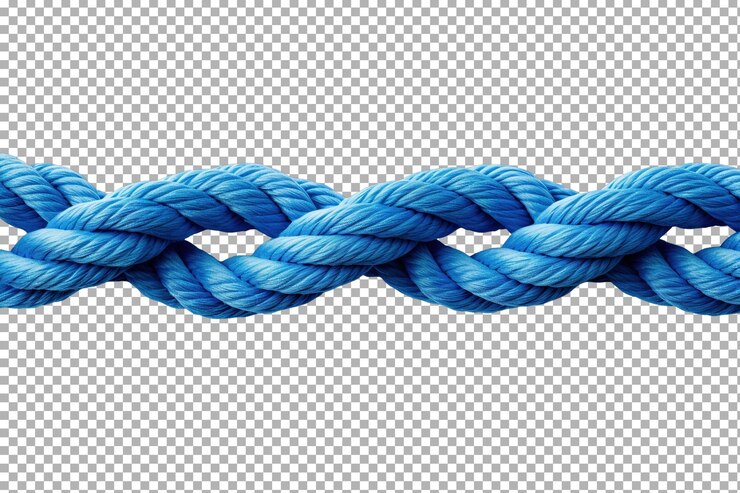PSD la cuerda azul retorcida muestra una textura robusta en un fondo png transparente