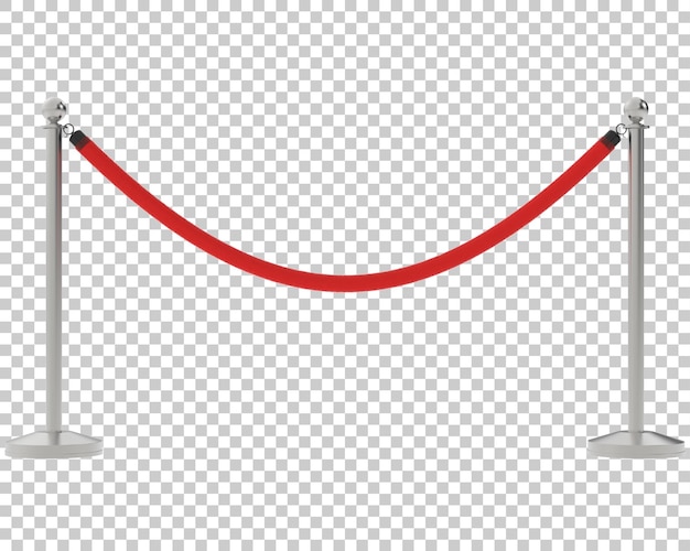 Cuerda de terciopelo rojo sobre fondo transparente ilustración de renderizado 3d