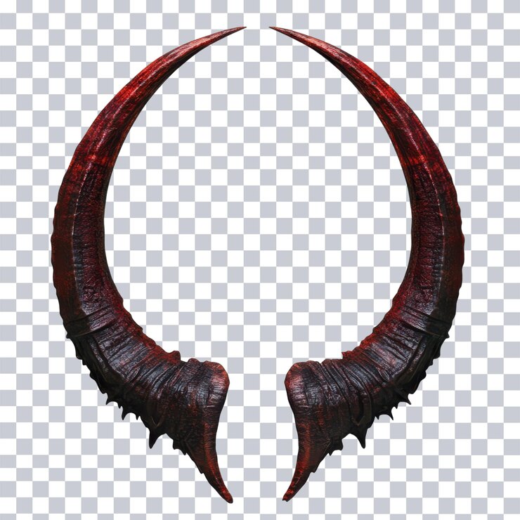 PSD cuerno de demonio del diablo aislado para decoración de halloween y accesorios de disfraces en fondo transparente