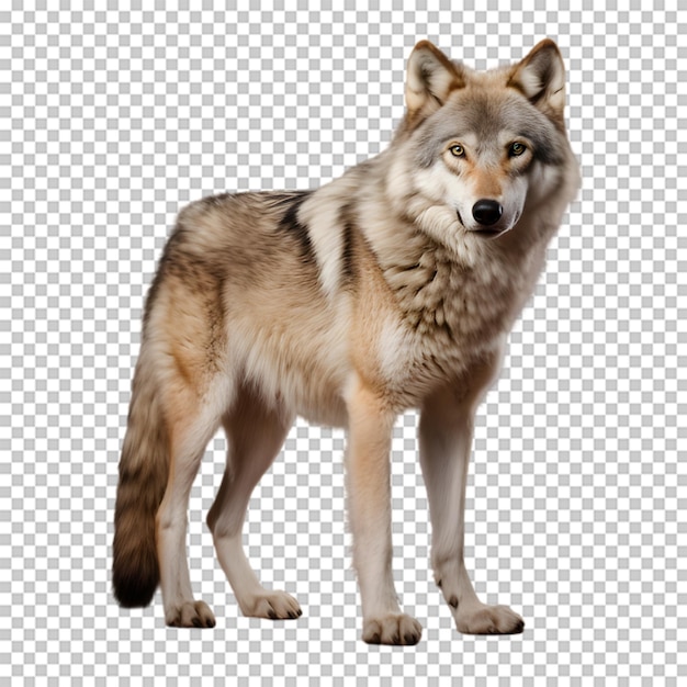 Cuerpo completo de lobo aislado sobre un fondo transparente