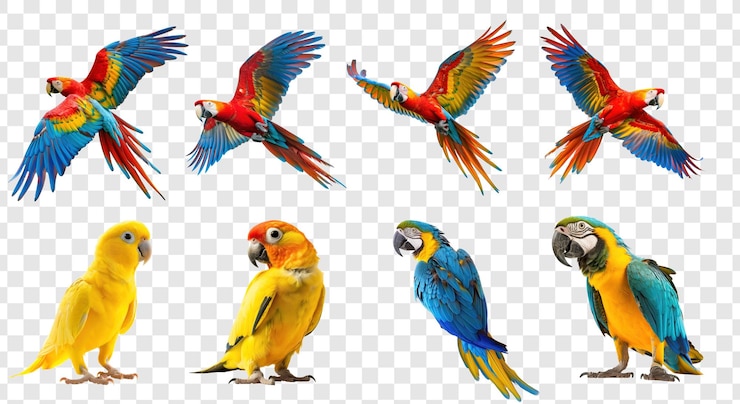 PSD cuerpo completo de loro amarillo en fondo transparente psd