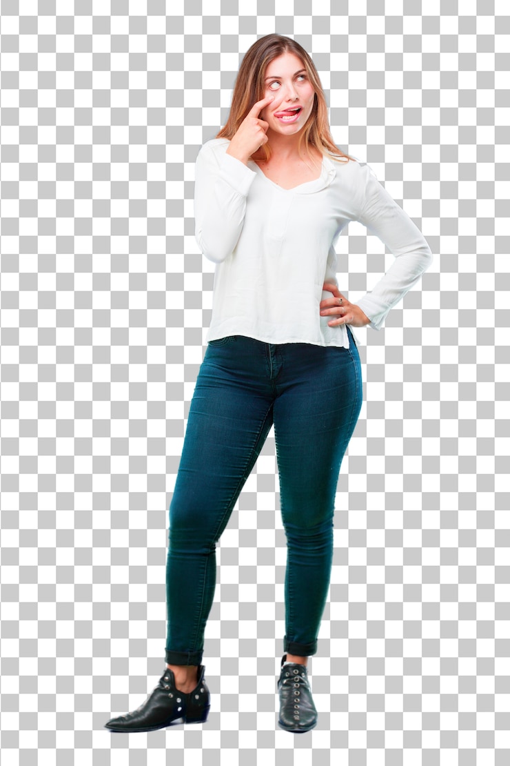 PSD cuerpo completo de la muchacha bonita joven cortado. listo para colocar en tu desi