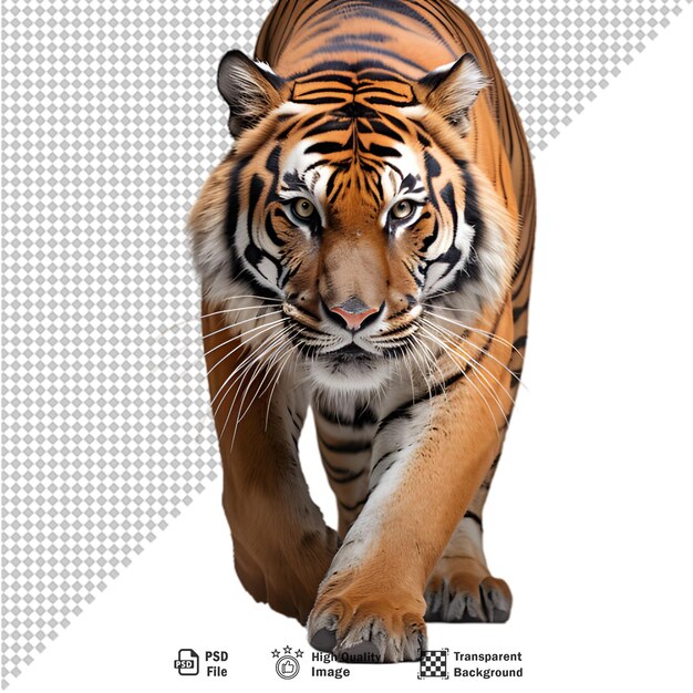 Cuerpo entero de tigre sobre fondo transparente
