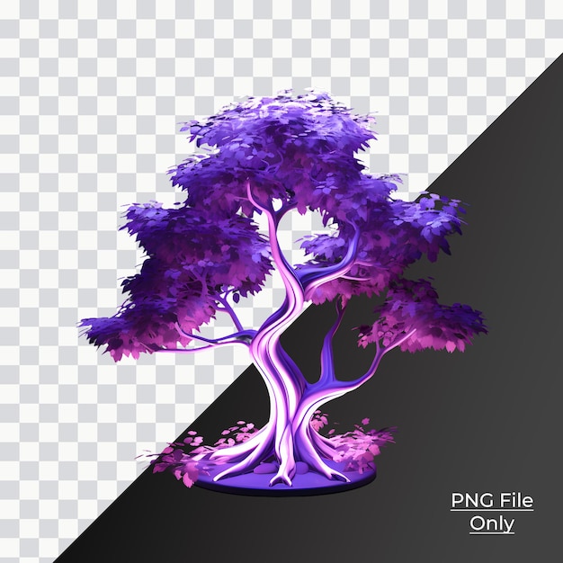 PSD cuerpo púrpura neón borde árbol suave suave iluminación solo png premium psd