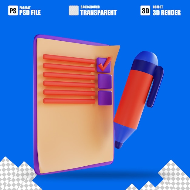 Cuestionario de ilustración 3D 2 para marketing digital