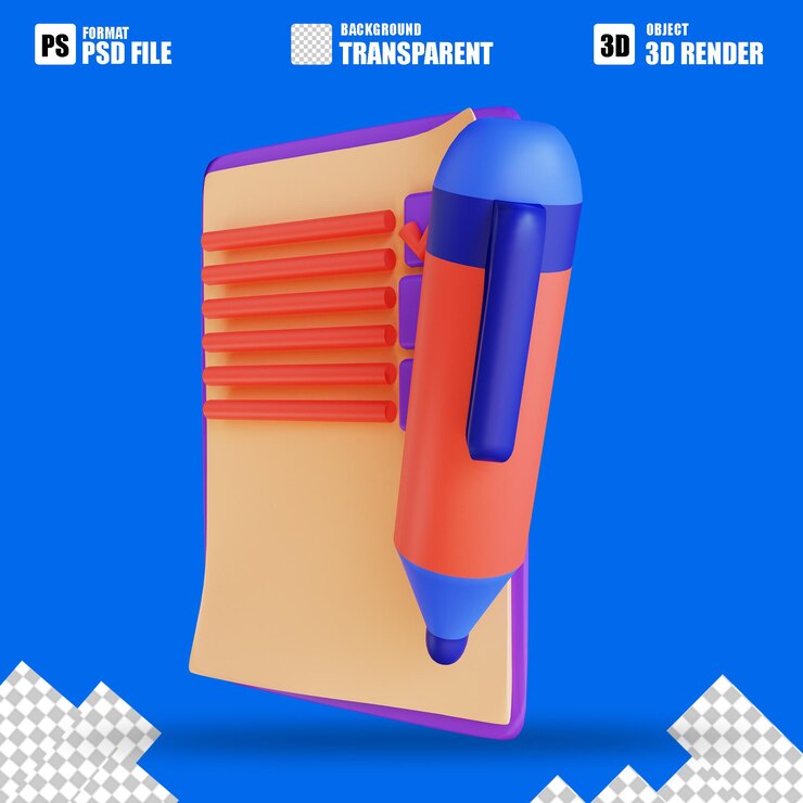 PSD cuestionario de ilustración 3d para marketing digital