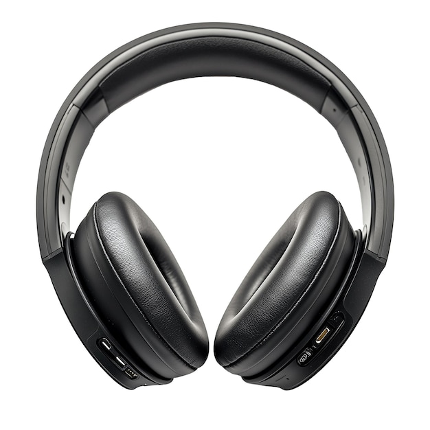 cuffie Bluetooth nere isolate su sfondo trasparente o bianco