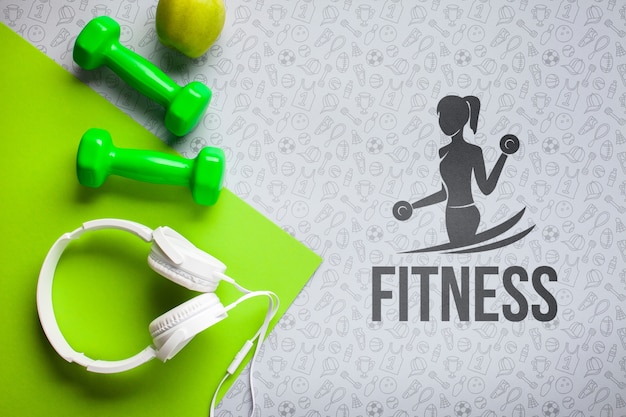 Cuffie e pesi per lezione di fitness