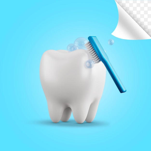 PSD cuidado dental de cepillado de dientes 3d