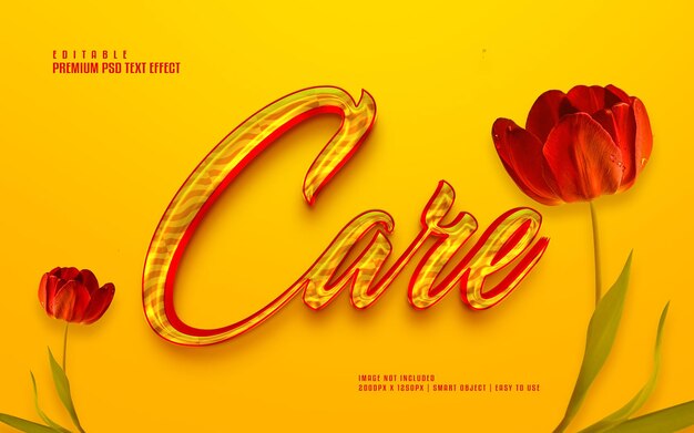 Cuidado efecto de texto psd premium completamente editable