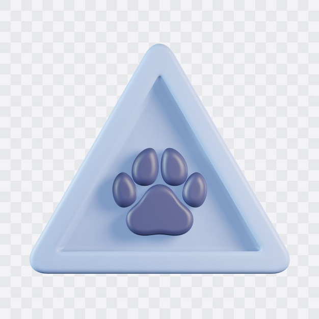 PSD cuidado con el icono 3d del signo animal