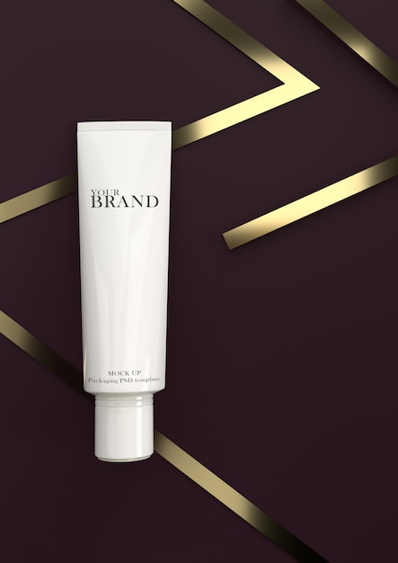 Cuidados com a pele cosméticos Premium hidratante na superfície de listras douradas