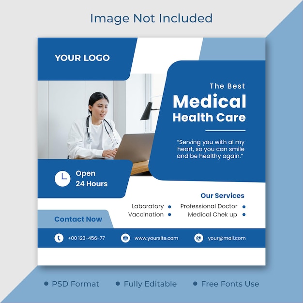 PSD cuidados de saúde mídia social post design template psd medical banner template design