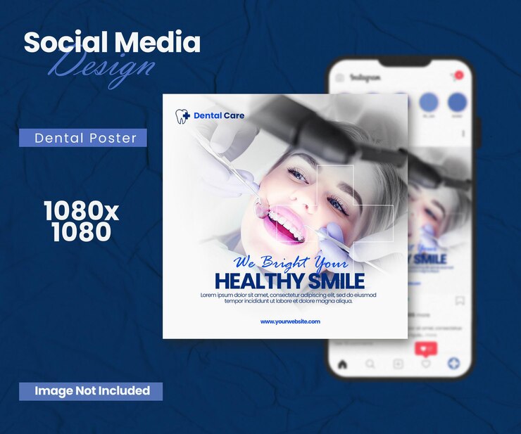 PSD cuidados dentários post nas mídias sociais
