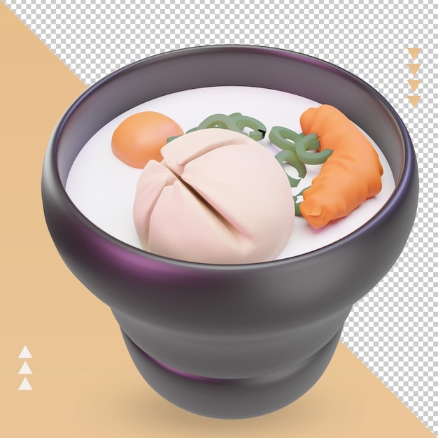 Cuisine Asiatique 3d Chawanmushi Rendu Vue De Gauche