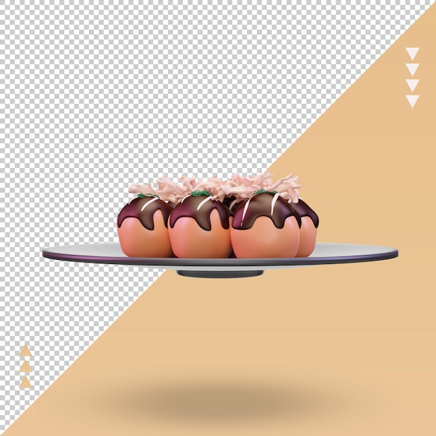 Cuisine Asiatique 3d Takoyaki Rendu Vue De Face