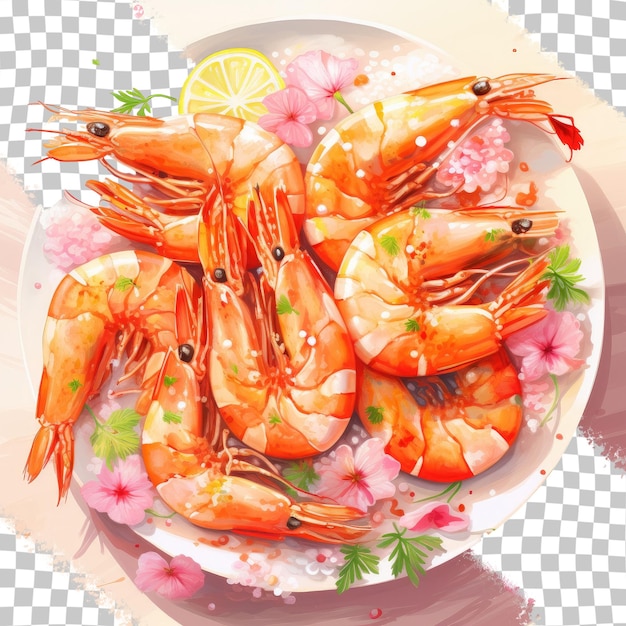 PSD cuisine hawaïenne avec crevettes parfumées à l'ail fond transparent