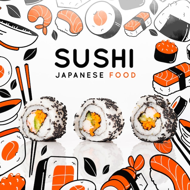 PSD cuisine japonaise au restaurant avec sushi