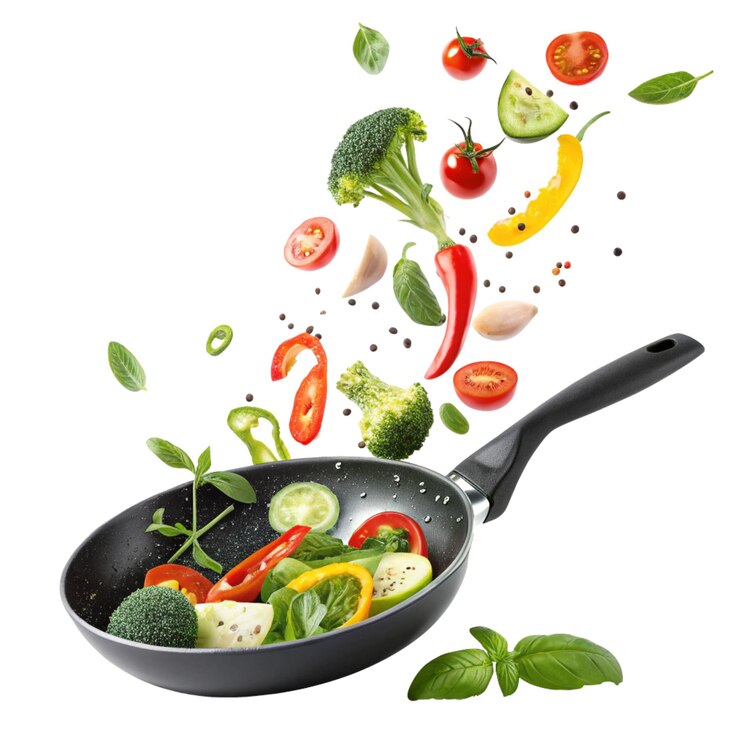 PSD cuisiner avec des légumes frais