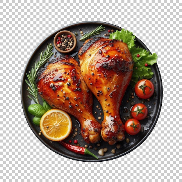 PSD des cuisses de poulet grillées dans une assiette noire