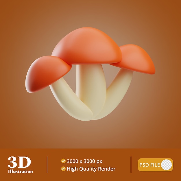 PSD cultivo de setas objeto ilustración 3d