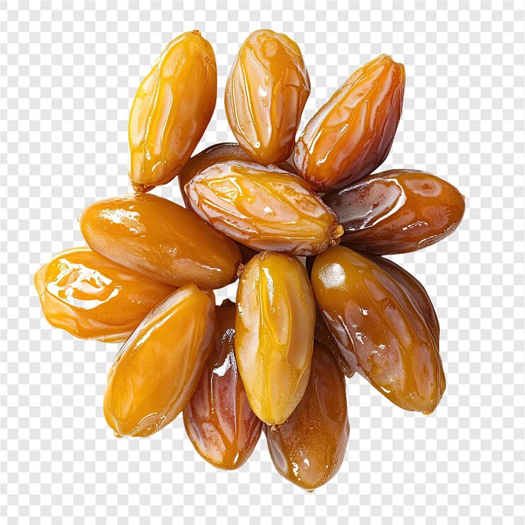 PSD el cúmulo de dátiles dorados aislado en un fondo transparente png