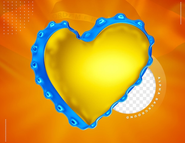 CUORE 3D BLU E GIALLO PER COMPOSIZIONE