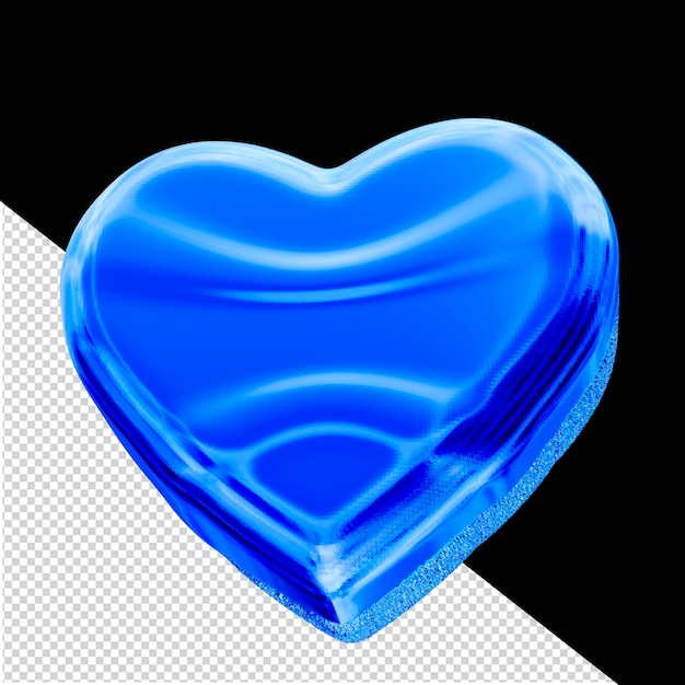 Cuore 3d di ghiaccio blu a costine