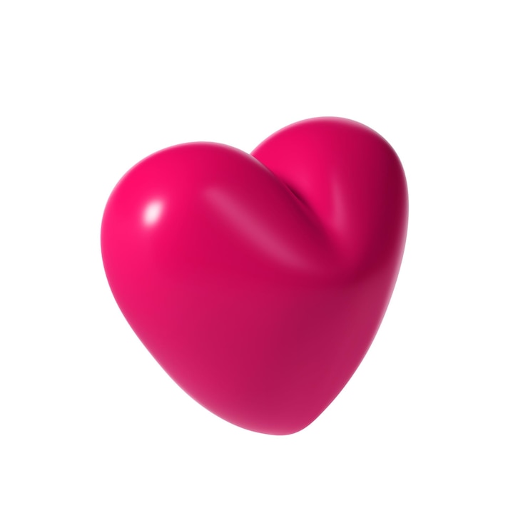 PSD cuore d'amore lucido rosso 3d su sfondo bianco adatto per san valentino festa della mamma festa della donna
