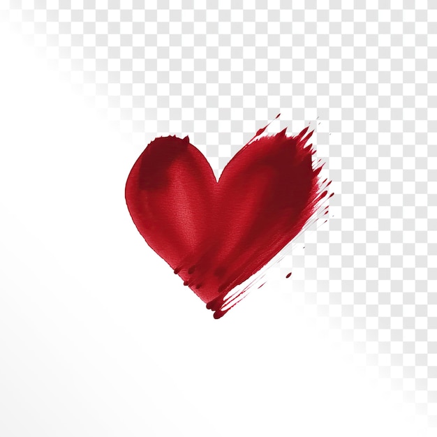 Cuore dipinto a mano sullo sfondo trasparente