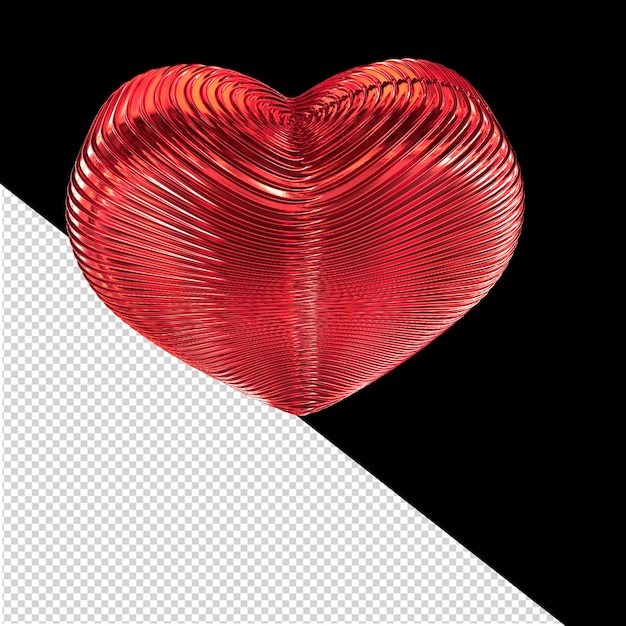 Cuore rosso 3d a coste