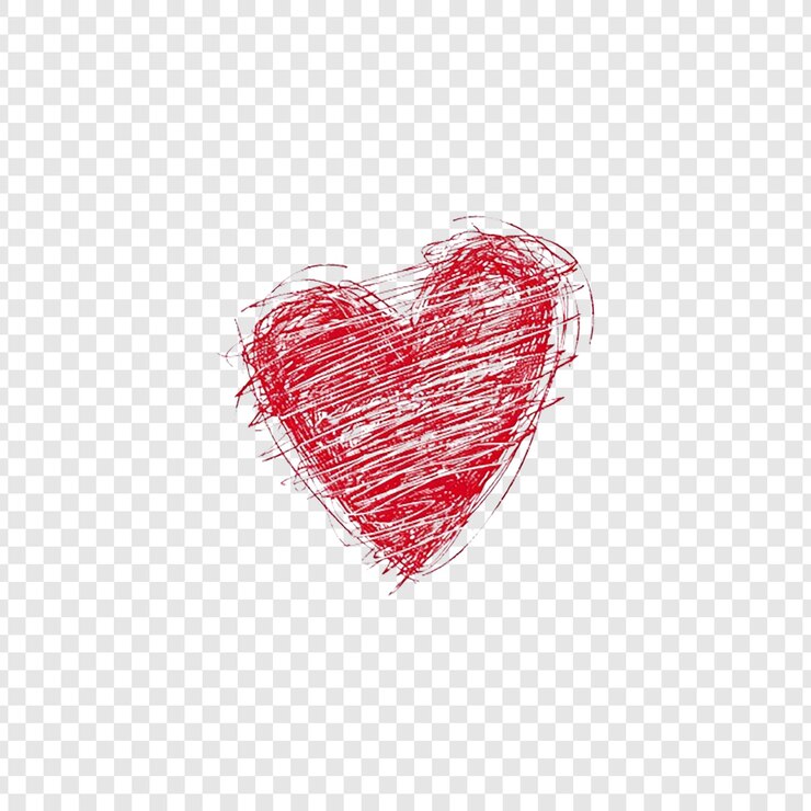 PSD cuore rosso disegnato con un marcatore di marcatore disegnato su uno sfondo bianco