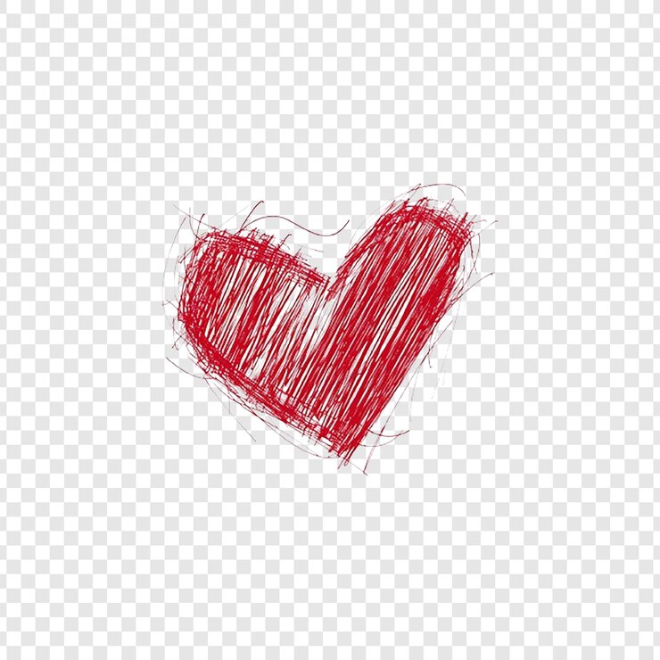 PSD cuore rosso disegnato con un marcatore rosso su uno sfondo bianco