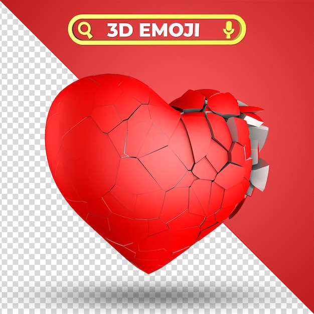 Cuore spezzato 3d Rendering Emoji isolato