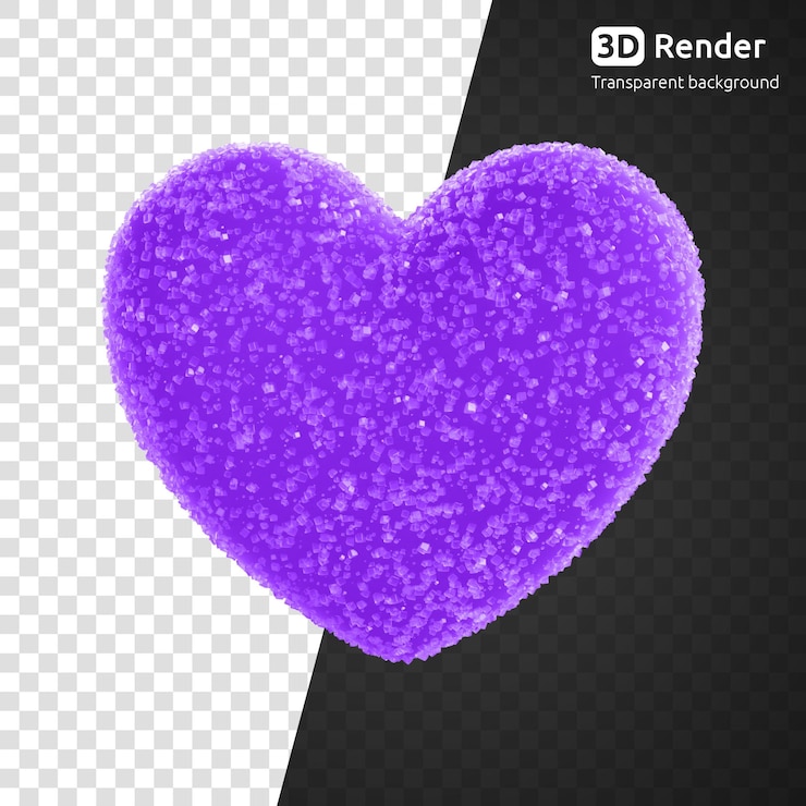 PSD cuore viola ricoperto di zucchero 3d