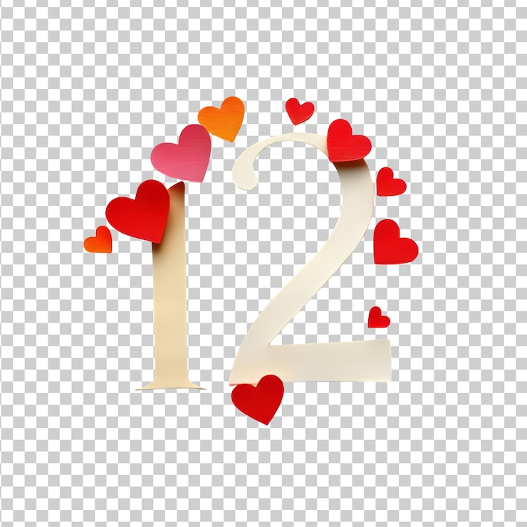 PSD cuori con un numero sullo sfondo su 12