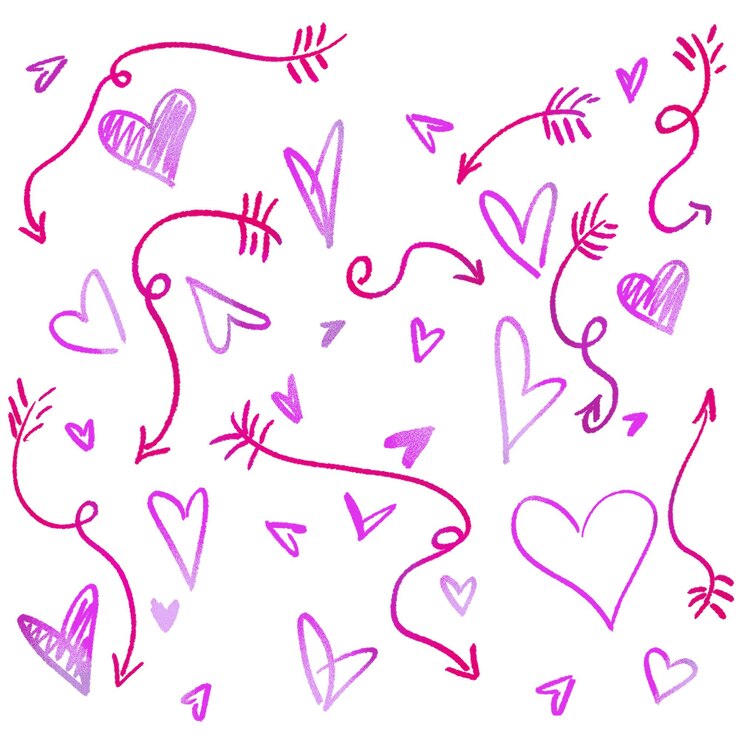 Cuori e frecce Un'illustrazione d'amore disegnata a mano