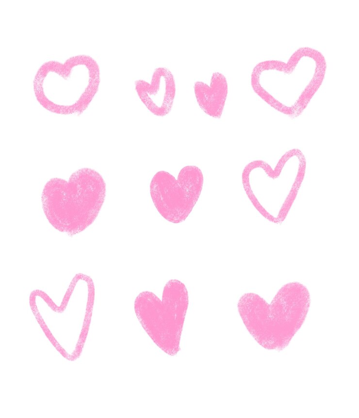 PSD cuori rosa con cuori disegnati su di loro con un cuore rosa