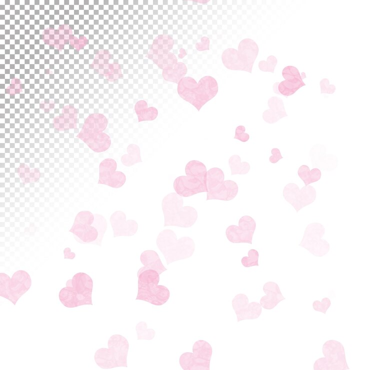 PSD cuori rosa su uno sfondo trasparente.