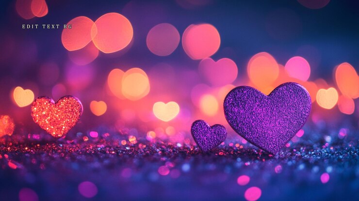 PSD cuori scintillanti su uno sfondo luccicante con luci bokeh
