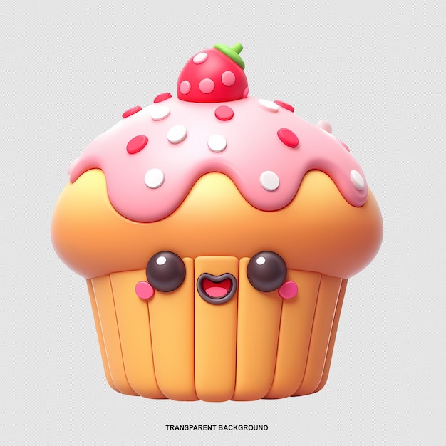 PSD un cupcake en 3d avec du glaçage et des éclaboussures.