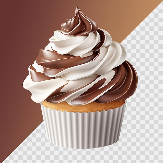 Cupcake al cioccolato isolato su sfondo trasparente