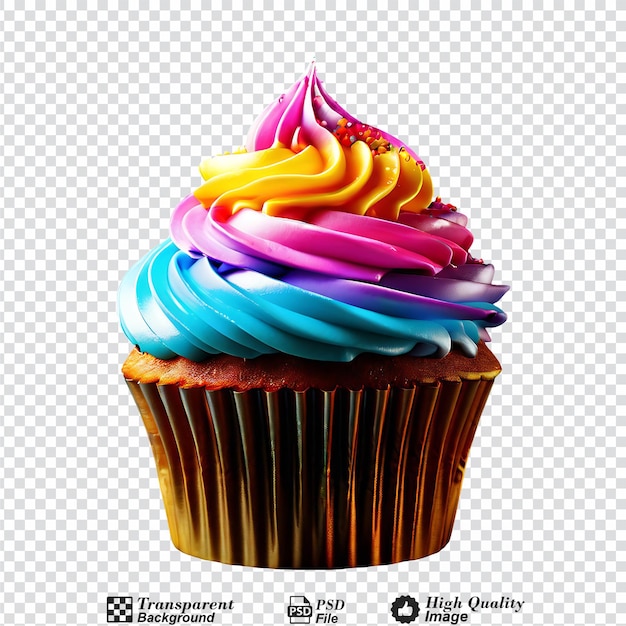 PSD cupcake arco-íris isolado em fundo transparente