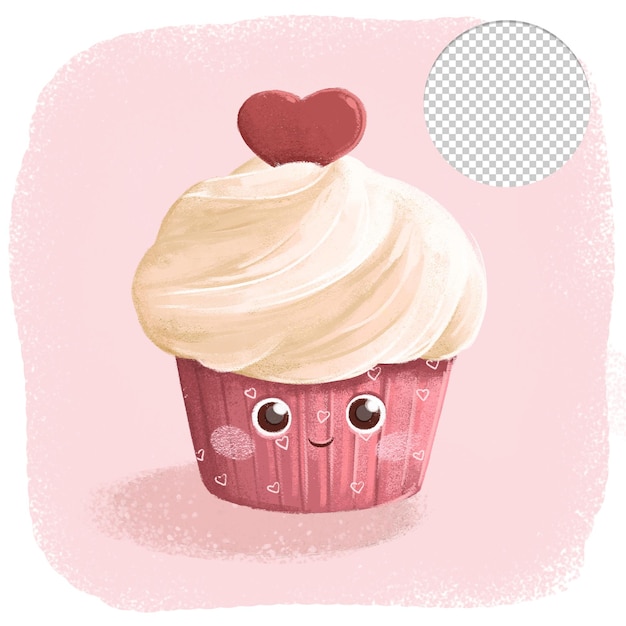 PSD cupcake à la crème saint valentin sur fond rose