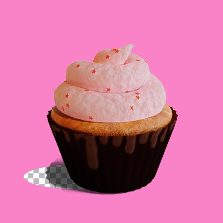 PSD cupcake de cumpleaños con glaseado de crema de mantequilla aislado en transparente