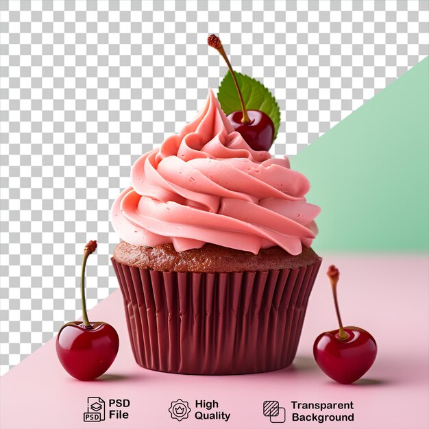 PSD cupcake de cereja saboroso isolado em fundo transparente inclui arquivo png