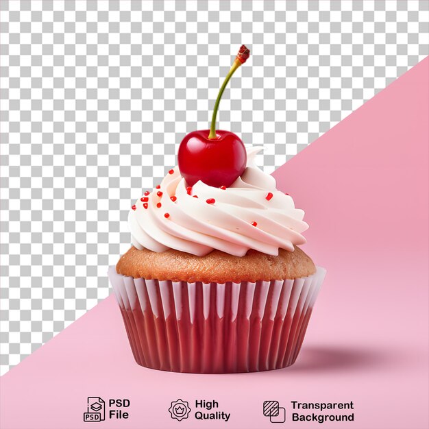 PSD cupcake de cereja saboroso isolado em fundo transparente inclui arquivo png