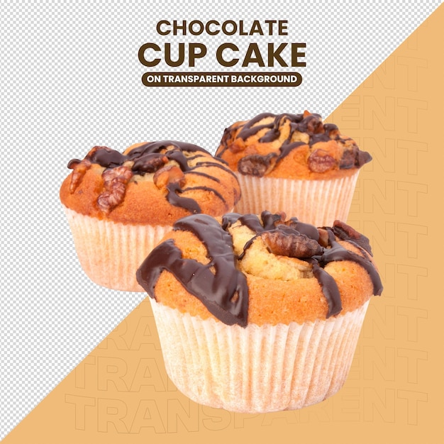 Cupcake de chocolate isolado em fundo transparente
